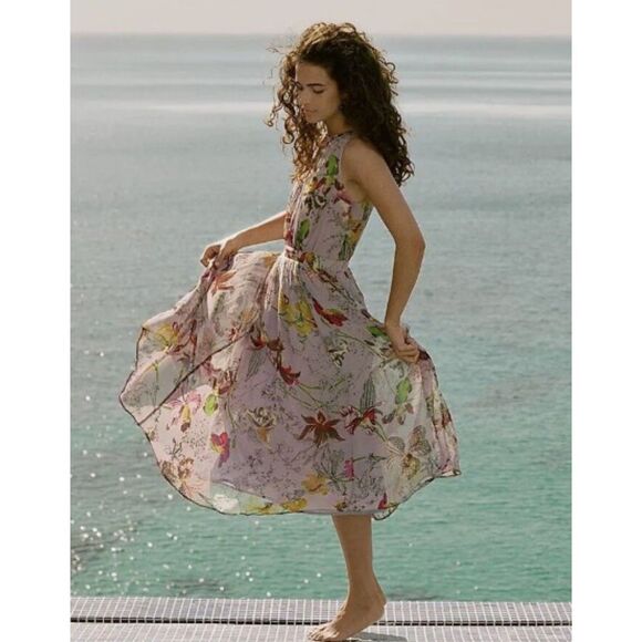 Anthropologie Hermia Floral-Print Midi Dress - Size 4 - Picture 8 of 11